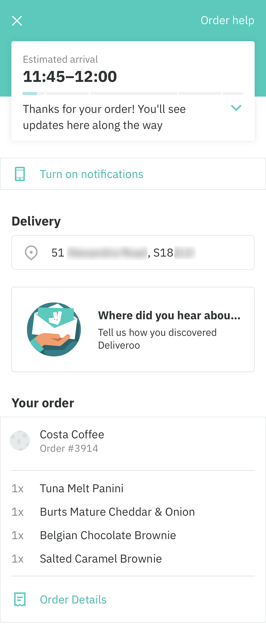 Deliveroo’s App Order Tracking Page 79 of 151 Order Tracking Page Examples Baymard Institute